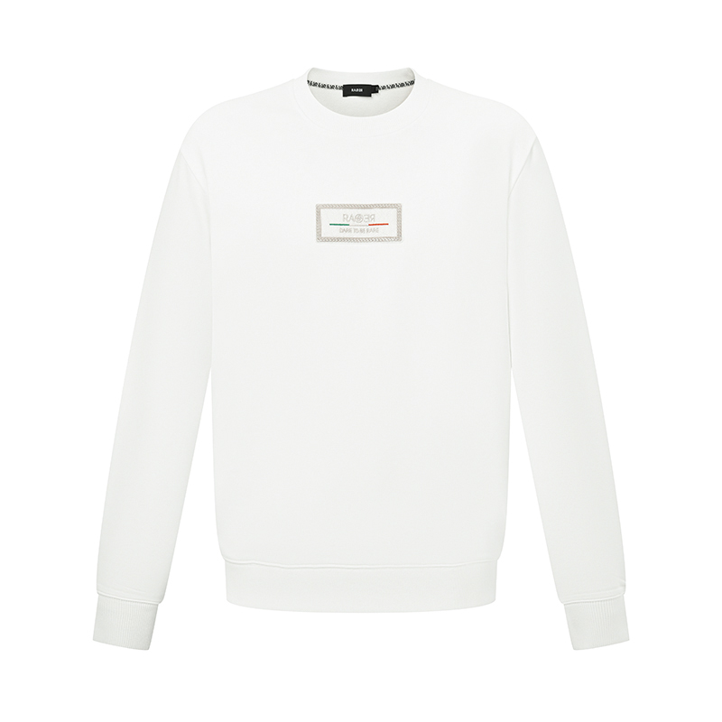 RARE威雅男装秋冬前胸方形刺绣工艺款黑白两色休闲圆领卫衣