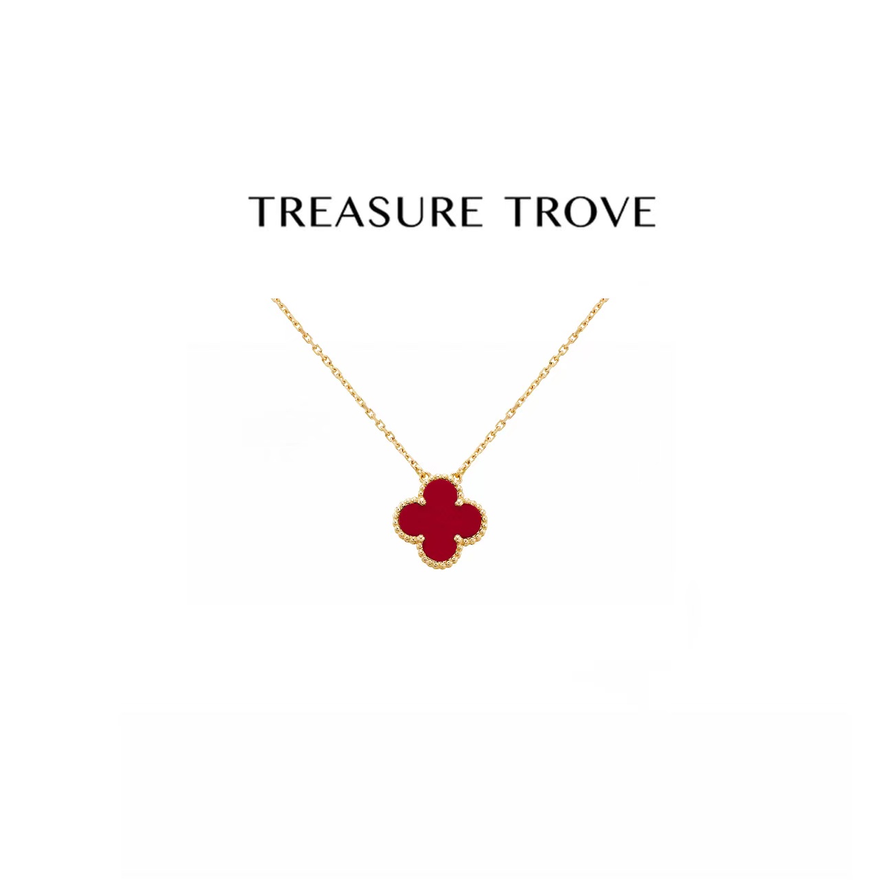 铜合金项链 TREASURE TROVE项链CNC四叶草吊坠时尚轻奢红色经典