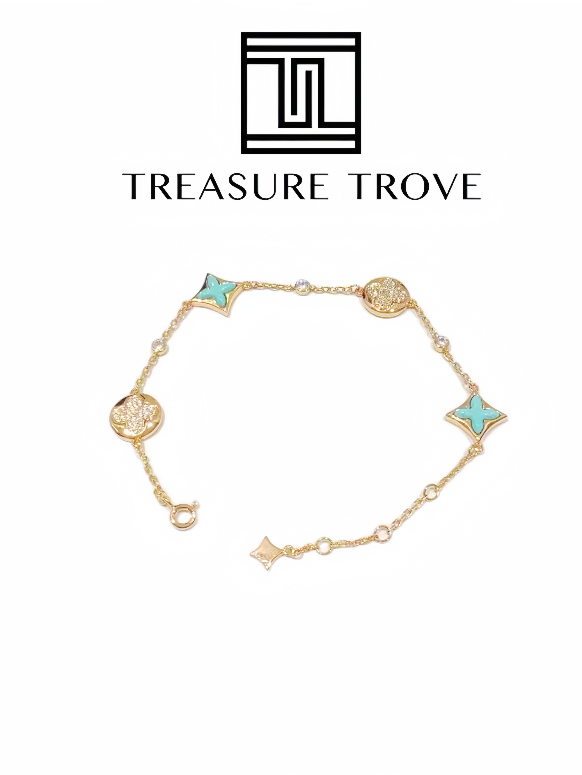 铜合金手链 TREASURE TROVE天河色四花尖尖菱形手链时尚气质轻奢
