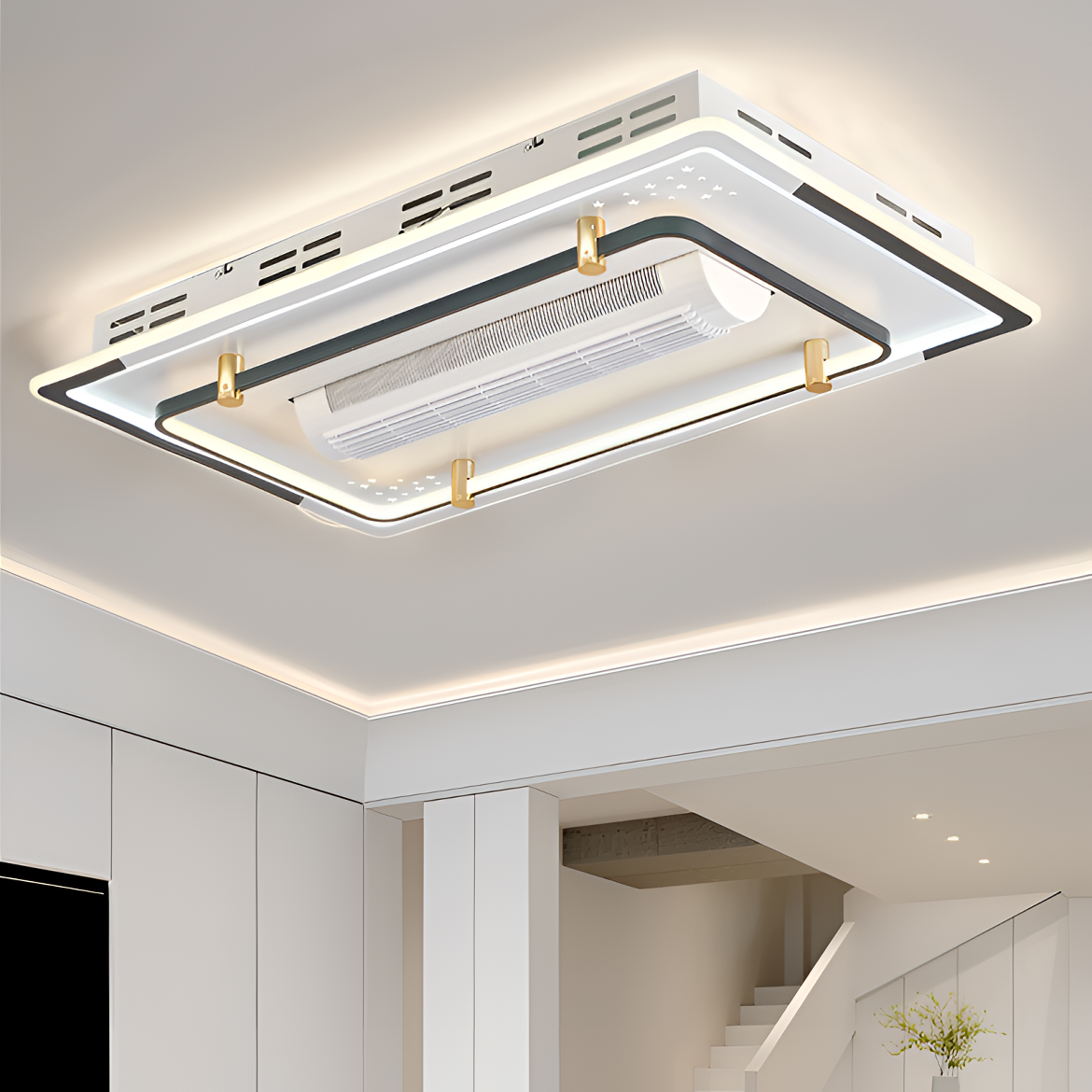 T81-无叶风扇长方形吸顶灯灯轻奢简约创意简约房间餐厅超薄吸顶灯