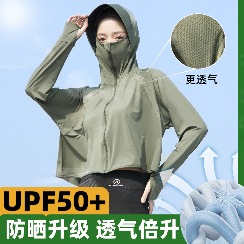 冰润丝防晒衣女外穿夏季防紫外线短款外搭开衫电动车冰感防晒服