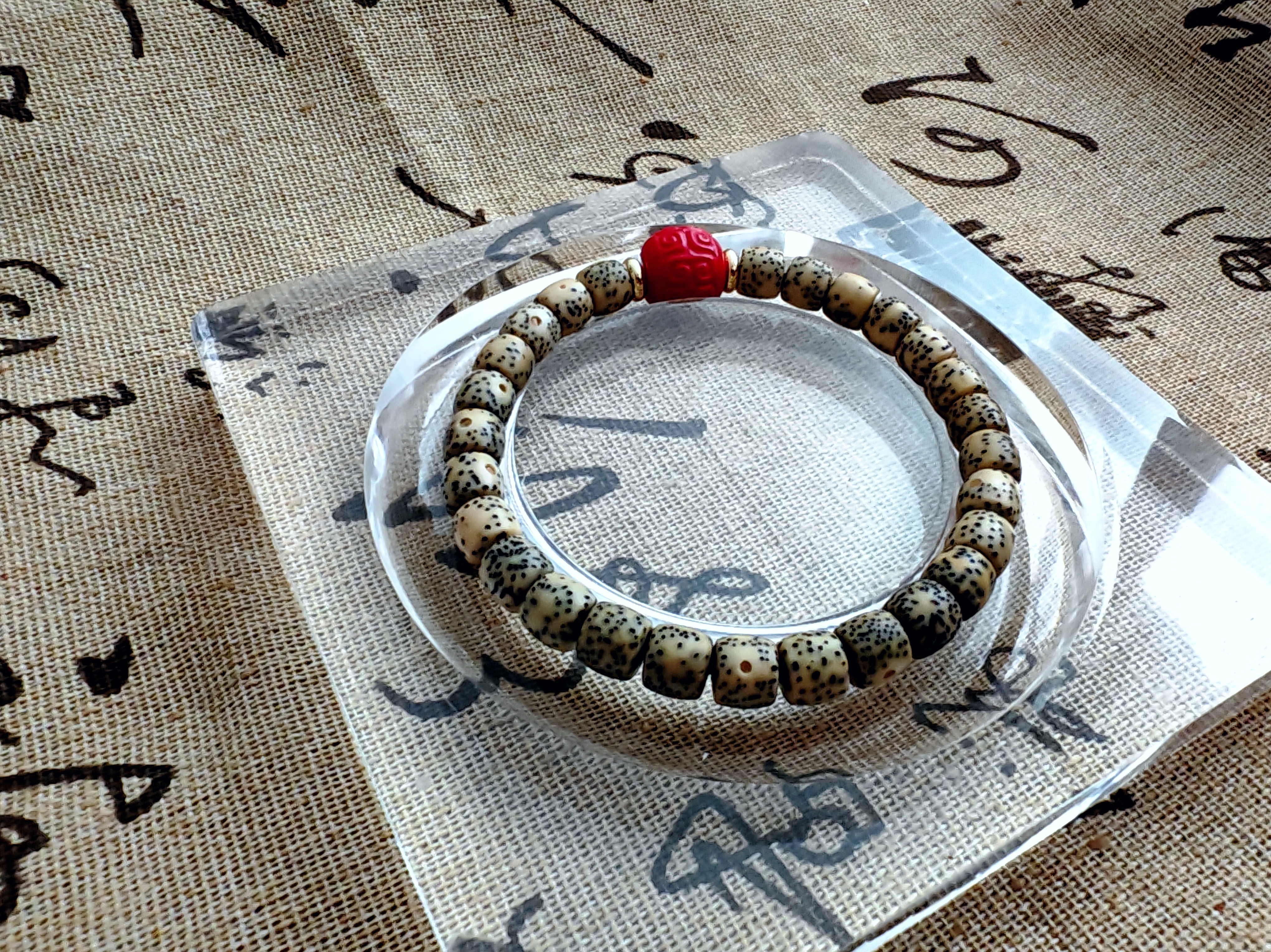 非金属木质手链 星月菩提手串绿幽灵+雪巴琉璃珠搭配款