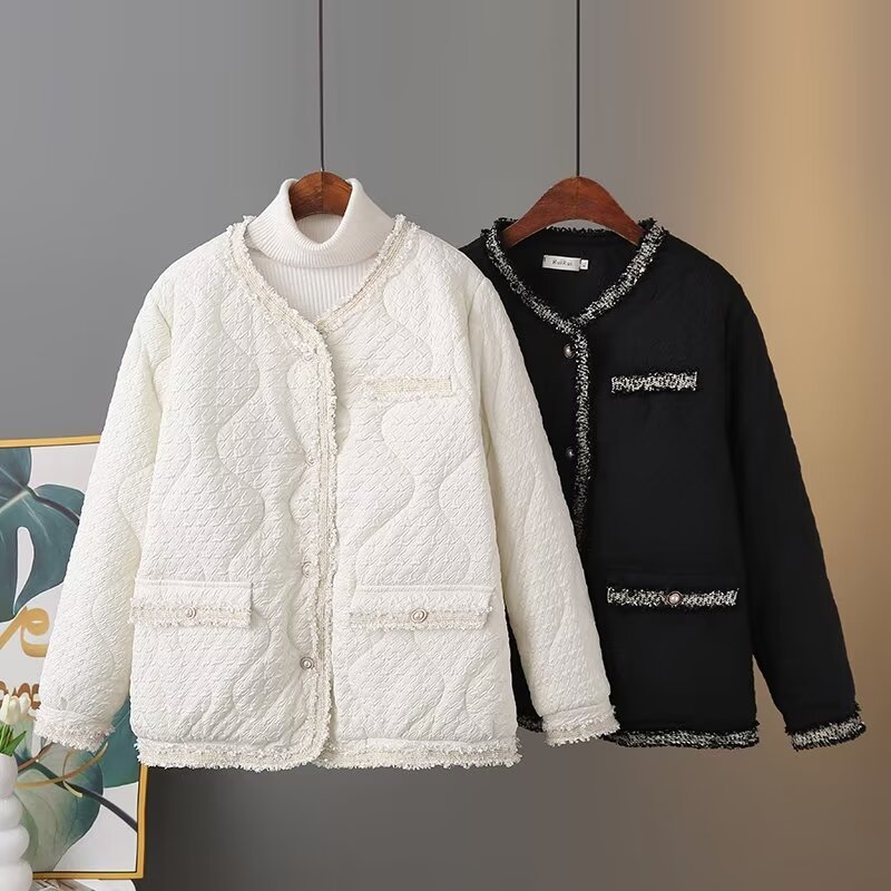 减龄200斤大码女装胖mm百搭棉衣气质冬季时尚拼接小香风棉服外套