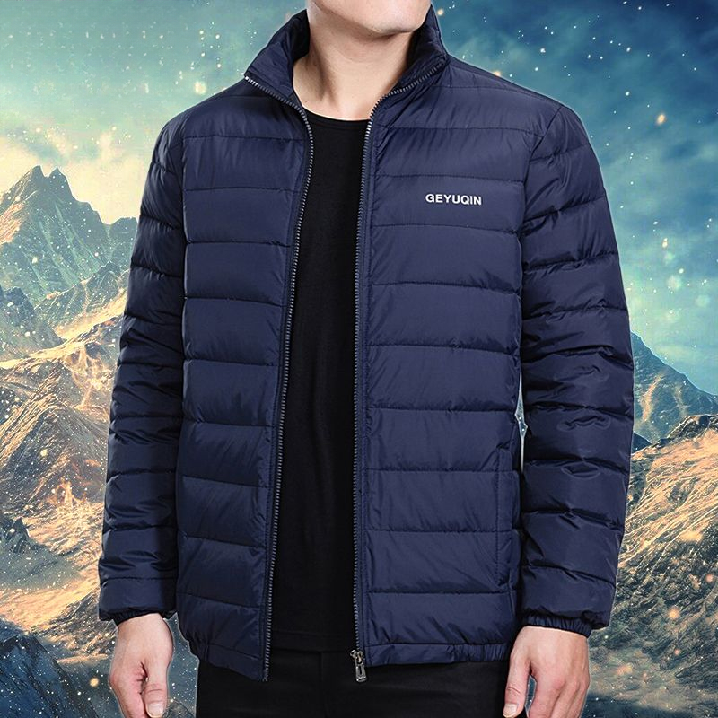 中老年轻薄羽绒服男士短款加厚爸爸男装中年人冬季鸭绒外套