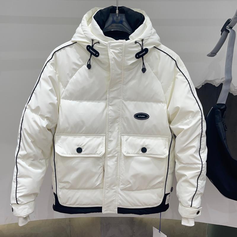 男士连帽羽绒服冬款加厚短款免洗面包服青年流行纯色休闲外穿上衣