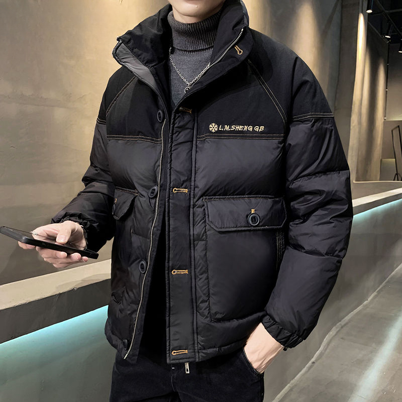 男士立领羽绒服轻薄2023新款冬季复古外套加厚保暖外套潮流免洗潮