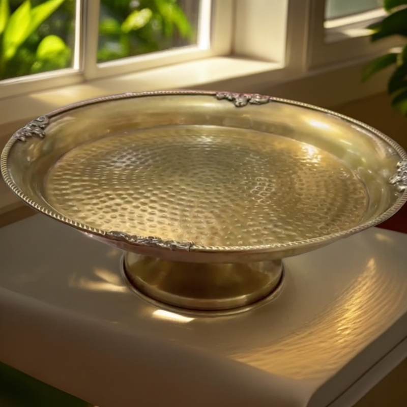 黄铜复古蛋糕点心干果盘茶几装饰摆件馕盘馓子盘