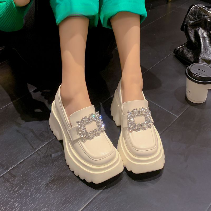 Sema女鞋英伦风厚底小皮鞋女松糕乐福鞋春秋爆款水钻高跟懒人单鞋