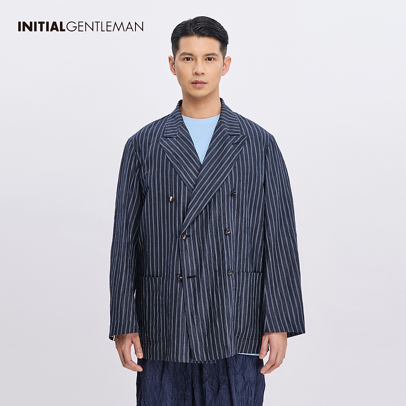 【商场同款】INITIAL24春夏新款条纹双排扣西装男24UMJMMCXX126