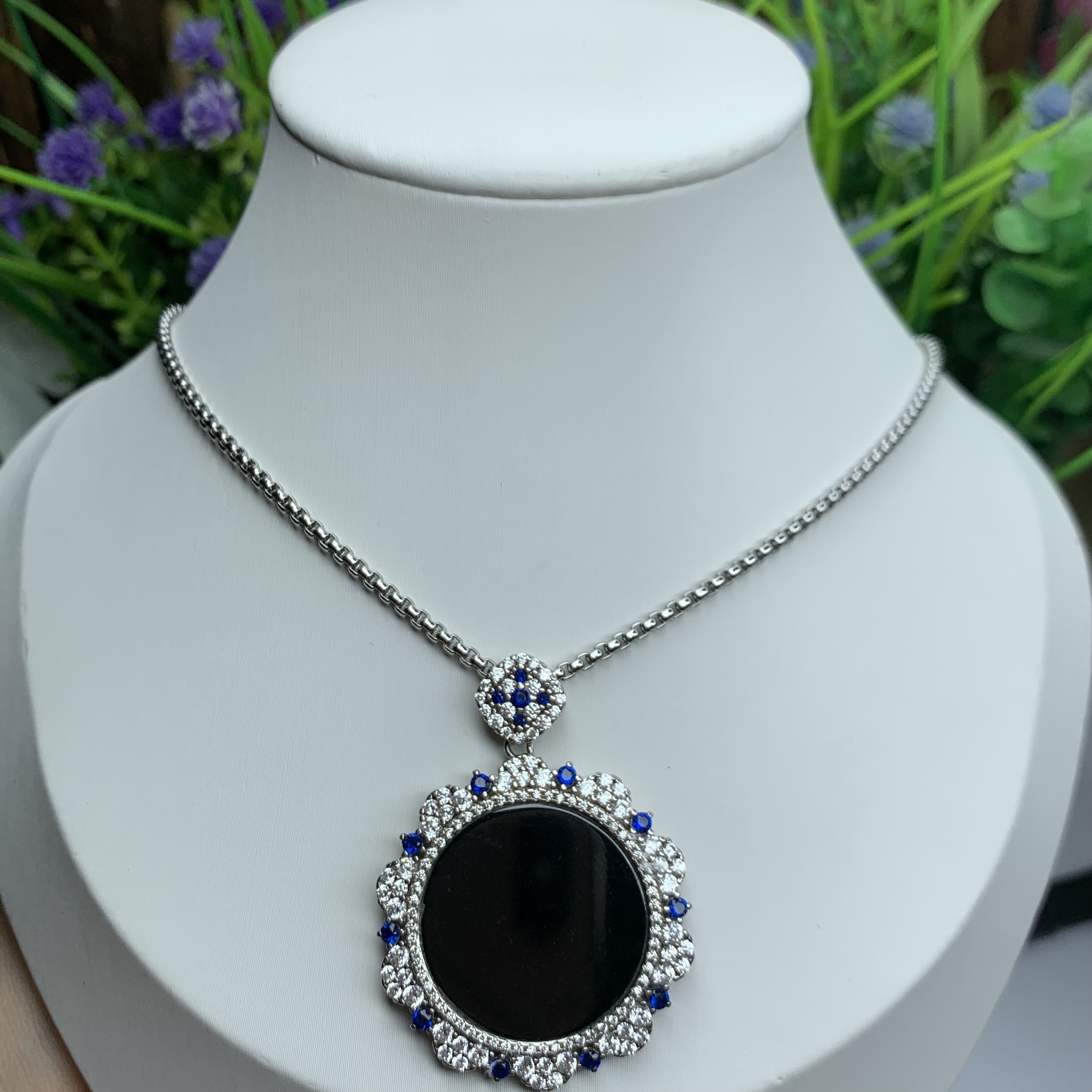 天然翡翠Ａ货 墨翠S925银镶嵌吊坠女款 拍下备注颜色