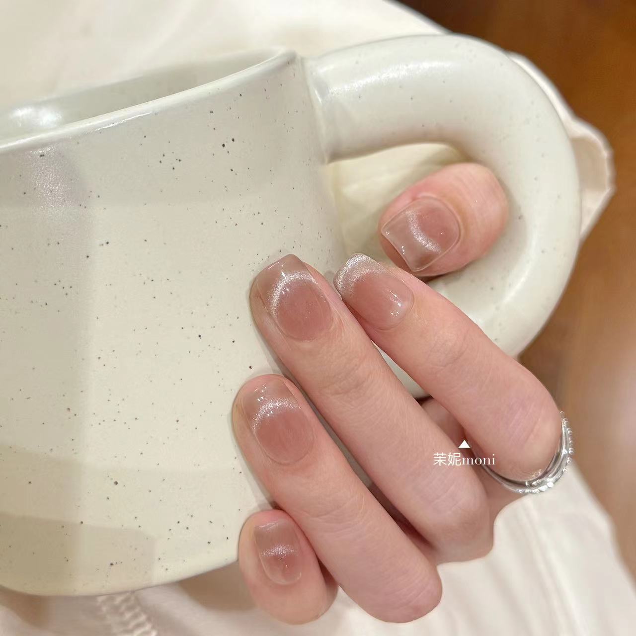 【花影流光】moni茉妮设计穿戴甲手工气质纯欲简约ins指尖爆闪渐变