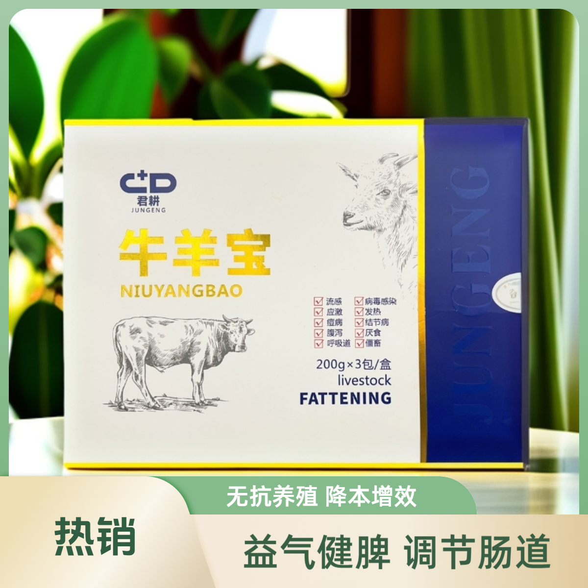 牛羊宝流感应激痘病腹泻呼吸道感染发热结节病家禽养殖拌料饲料