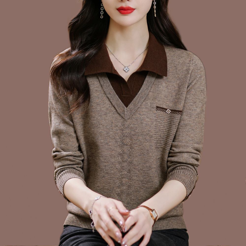 针织衫女打底衫秋冬2023年新款毛衣妈妈韩版时尚内搭短款上衣小衫