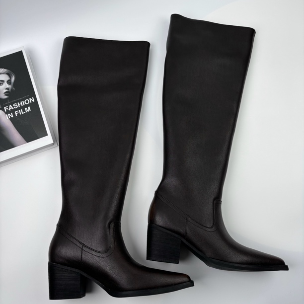 XFX【跟6.5CM】真皮粗跟过膝长筒靴女高跟骑士靴时尚显瘦一脚蹬97