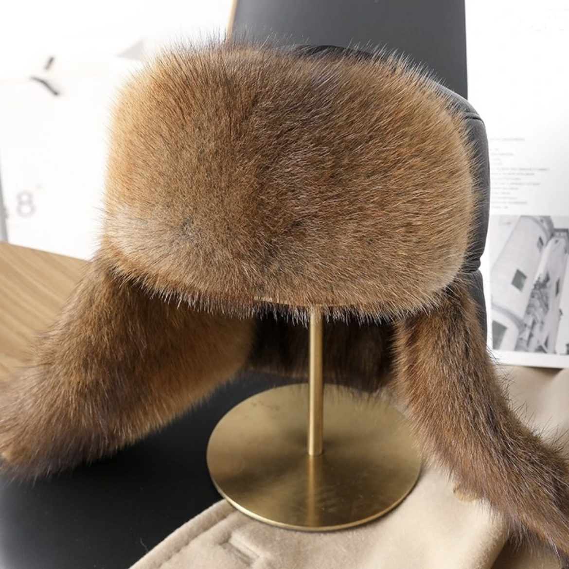 男士貂毛帽子青根貂真皮草加厚护耳青年冬季中老年保暖防寒雷锋帽