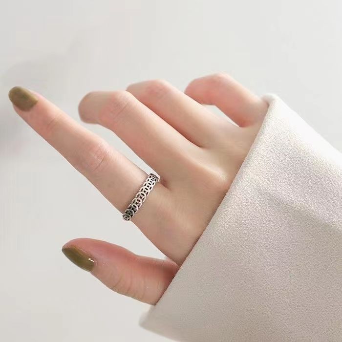 铜合金戒指 复古戒指女钱币个性设计简约小众活口可调节指环