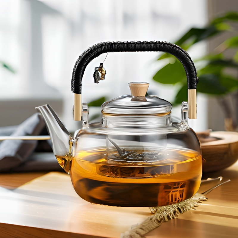 竹把提梁壶加厚耐热玻璃电陶炉煮茶壶泡茶壶大容量沸水壶耐高温壶