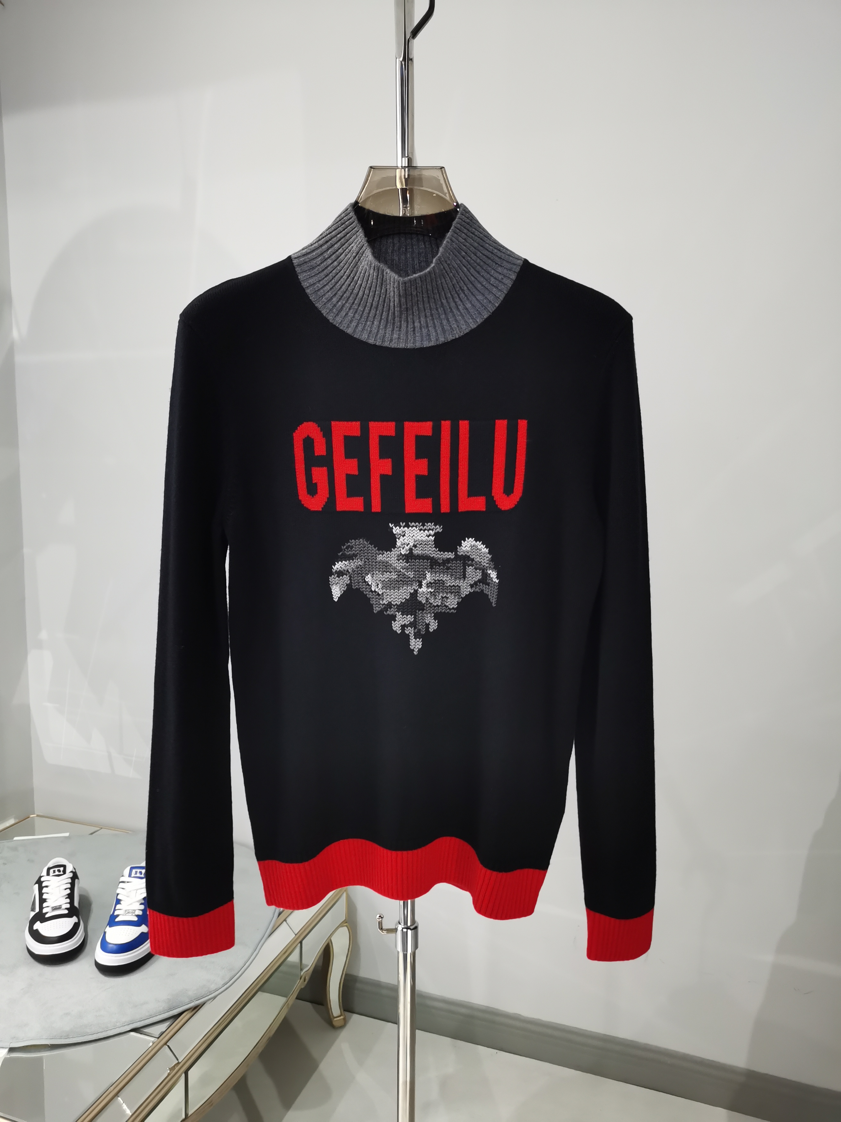 福利【意大利GF】秋冬拼色欧货高端潮流男士套头百搭羊毛衫1780