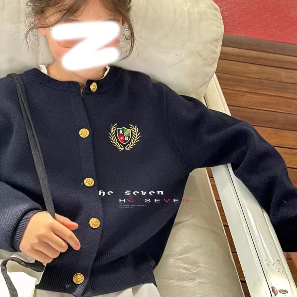 韩国童装儿童学院风毛衣开衫秋冬款男女童时尚休闲刺绣针织衫外UX