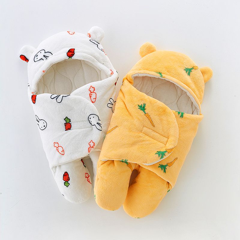 婴儿睡袋秋冬新生儿抱被加绒加厚防踢被子两用刚出生宝宝用品抱VG