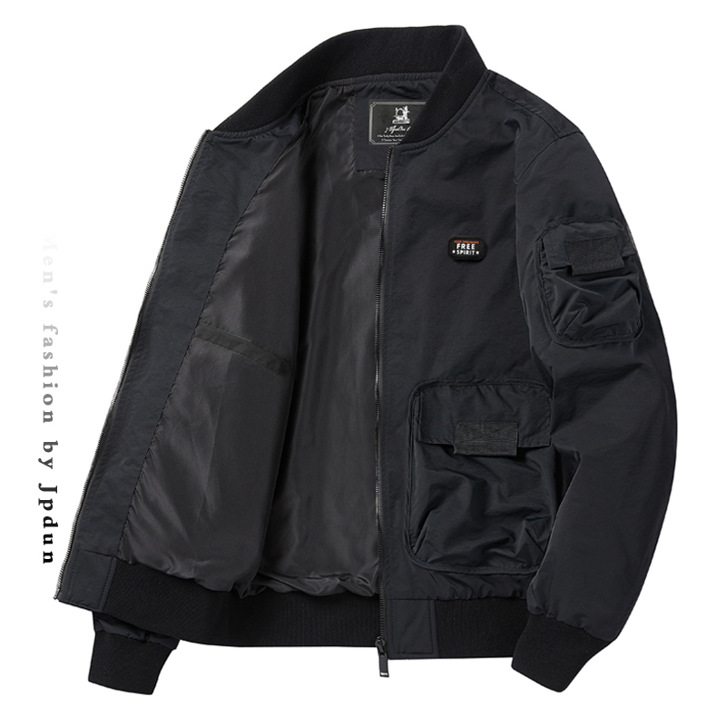 潮牌飞行员立领夹克春秋新款男士休闲多口袋防风工装外套棒球服 