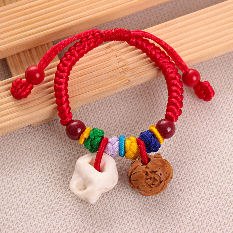 手工编织婴幼儿红绳手链新生儿宝宝童桃篮猪惊压惊本命年端午生肖