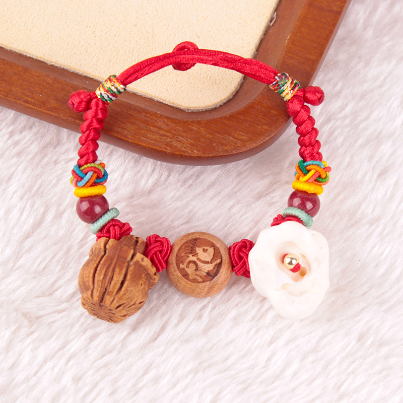 手编儿童手链宝宝猪惊压惊端午五彩婴幼儿新生儿生肖小孩桃篮红绳