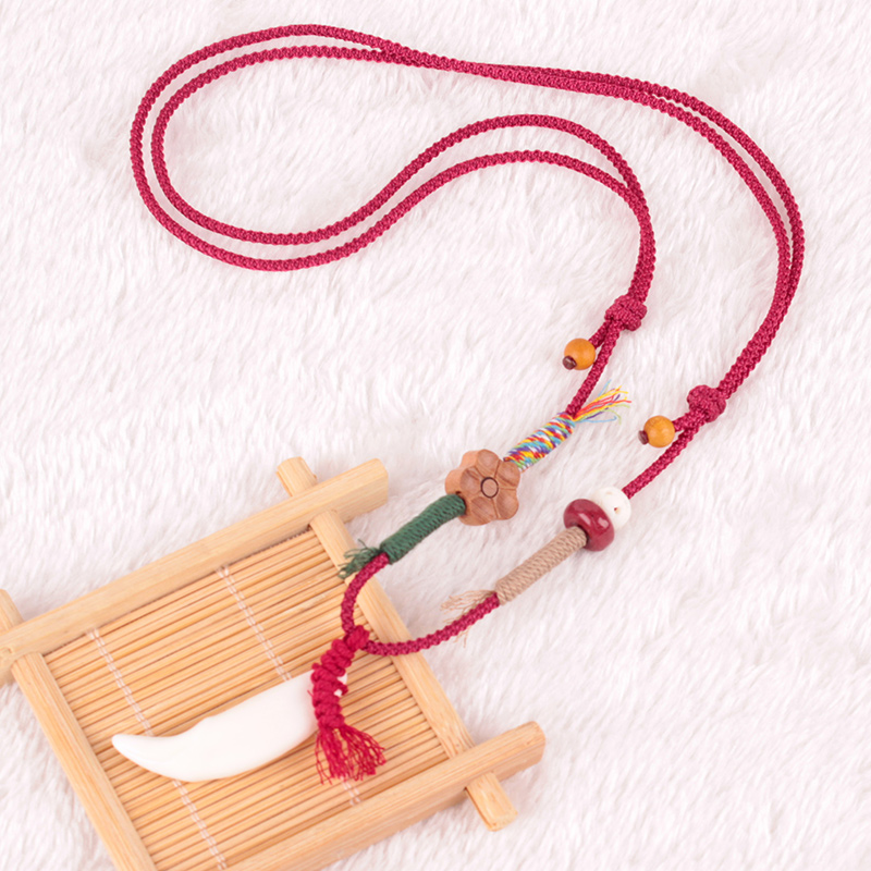 纯手工时尚情侣项链手编民族风挂脖坠狗牙吊坠本命年宝宝压惊生肖