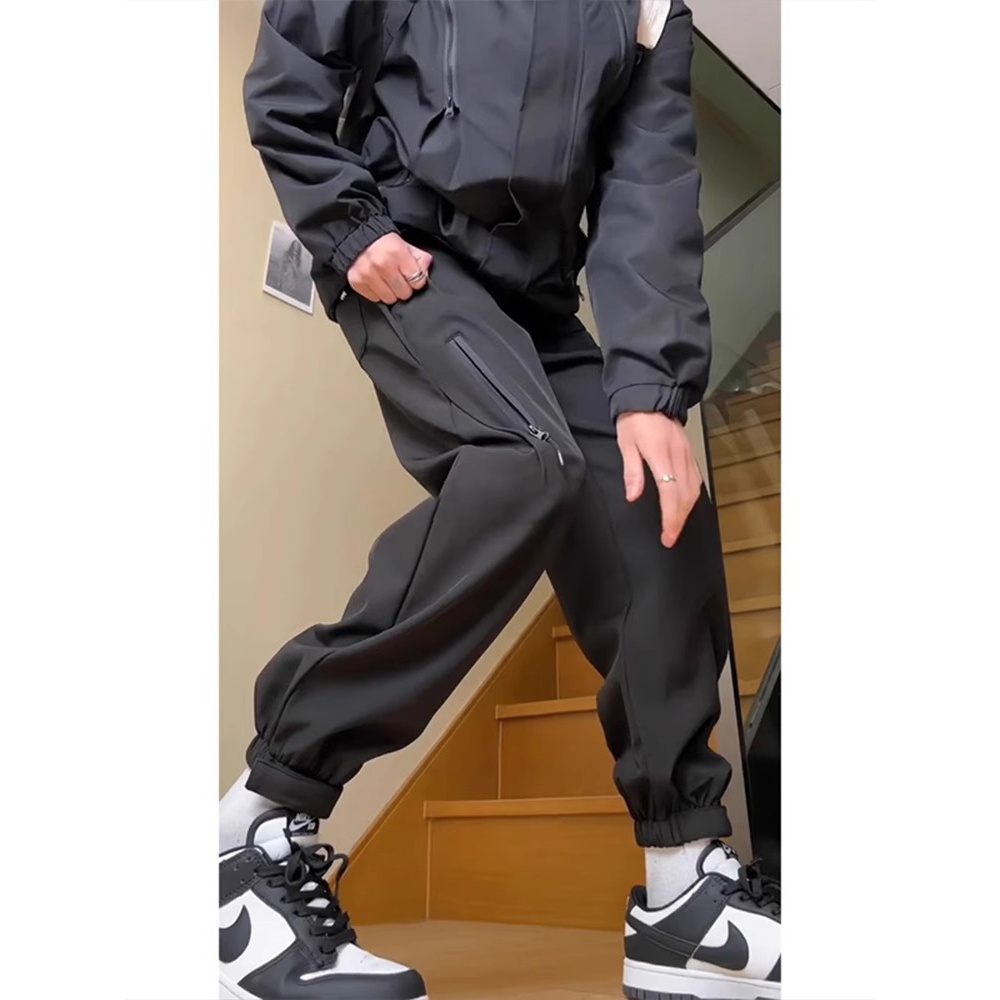 东北零下30度防寒裤子男秋冬款束脚工装裤潮牌加绒加厚软壳冲锋裤