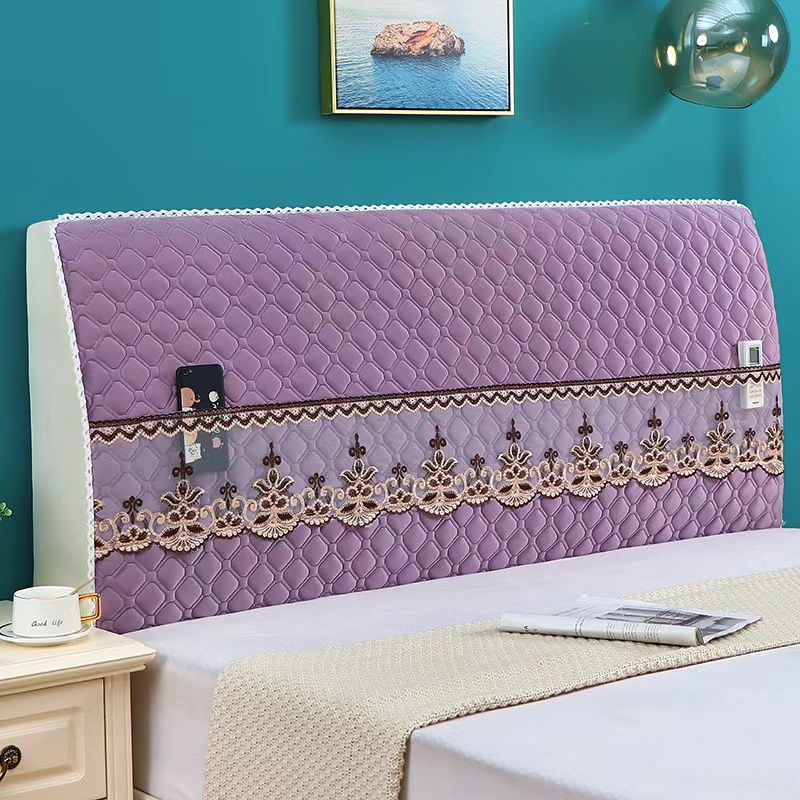 绒面加厚夹棉防撞通用实木软包床头罩全包万能防尘床床头套罩软包