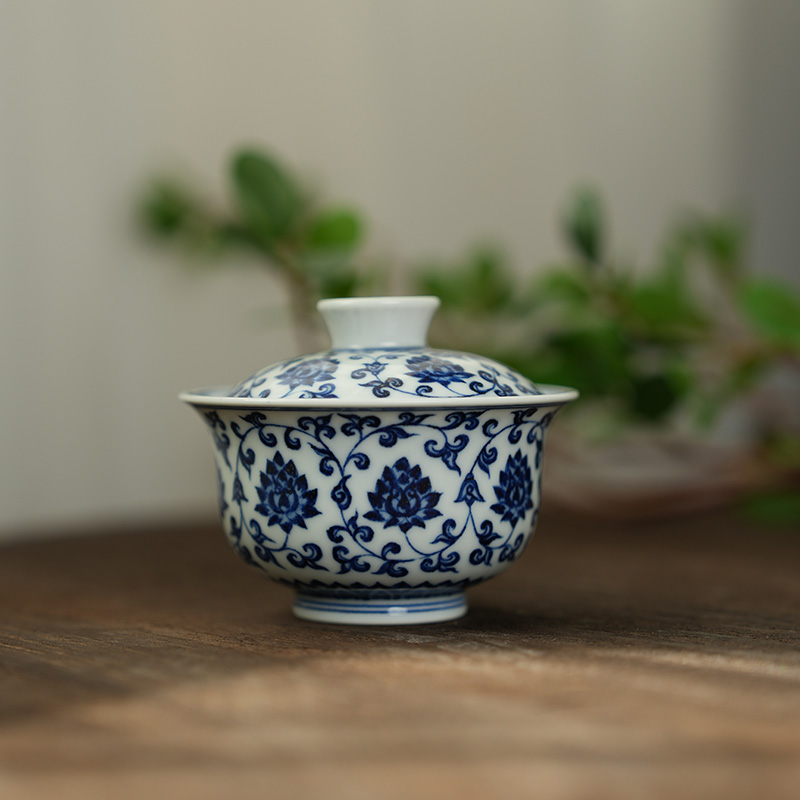 【小美专属】墨舍柴窑金刚内外满绘缠枝盖碗moshe286景德镇陶瓷茶具