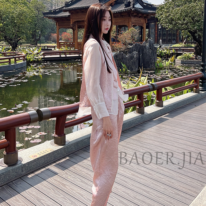 0-宝儿家春夏女装新款中式小众纹理休闲裤国风裤甲BF00623103