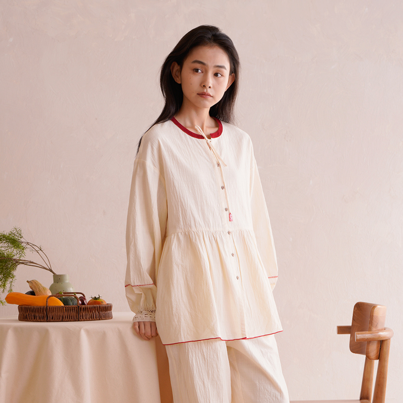 朵朵可可睡衣女士春秋冬季纯棉舒适中式休闲长袖家居服套CZ051