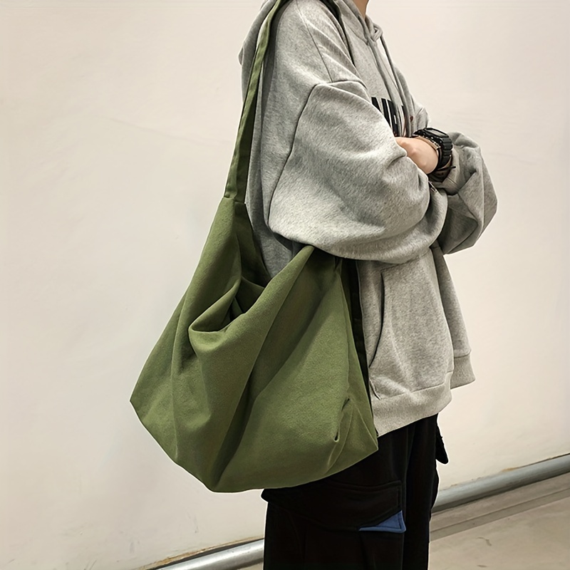 时尚简约纯色瑜伽包女包慵懒风百搭运动风瑜伽袋帆布包单肩斜跨包