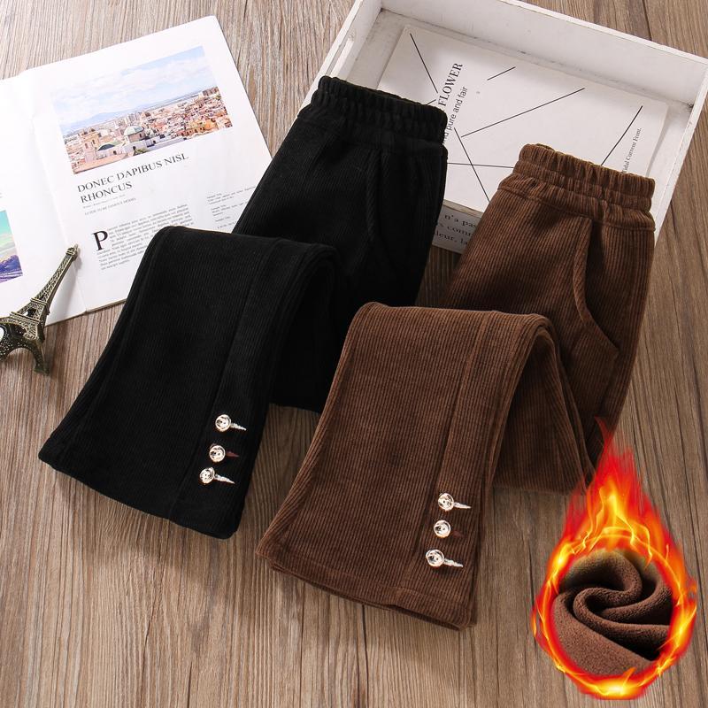 女童裤子秋冬新款保暖休闲洋气一体绒儿童加绒裤子冬季喇叭裤外穿