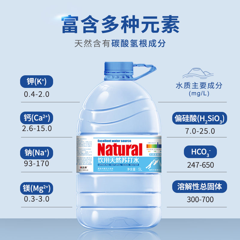 纳本纳 五大连池健康碱性苏打水弱碱性pH值8.6家庭泡茶煮饭5Lx8桶