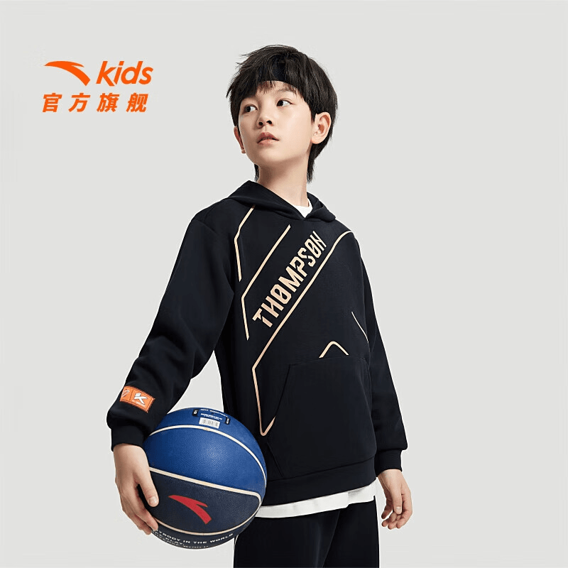 安踏儿童卫衣中大童春秋字母印花针织连帽时尚套头衫-352441731