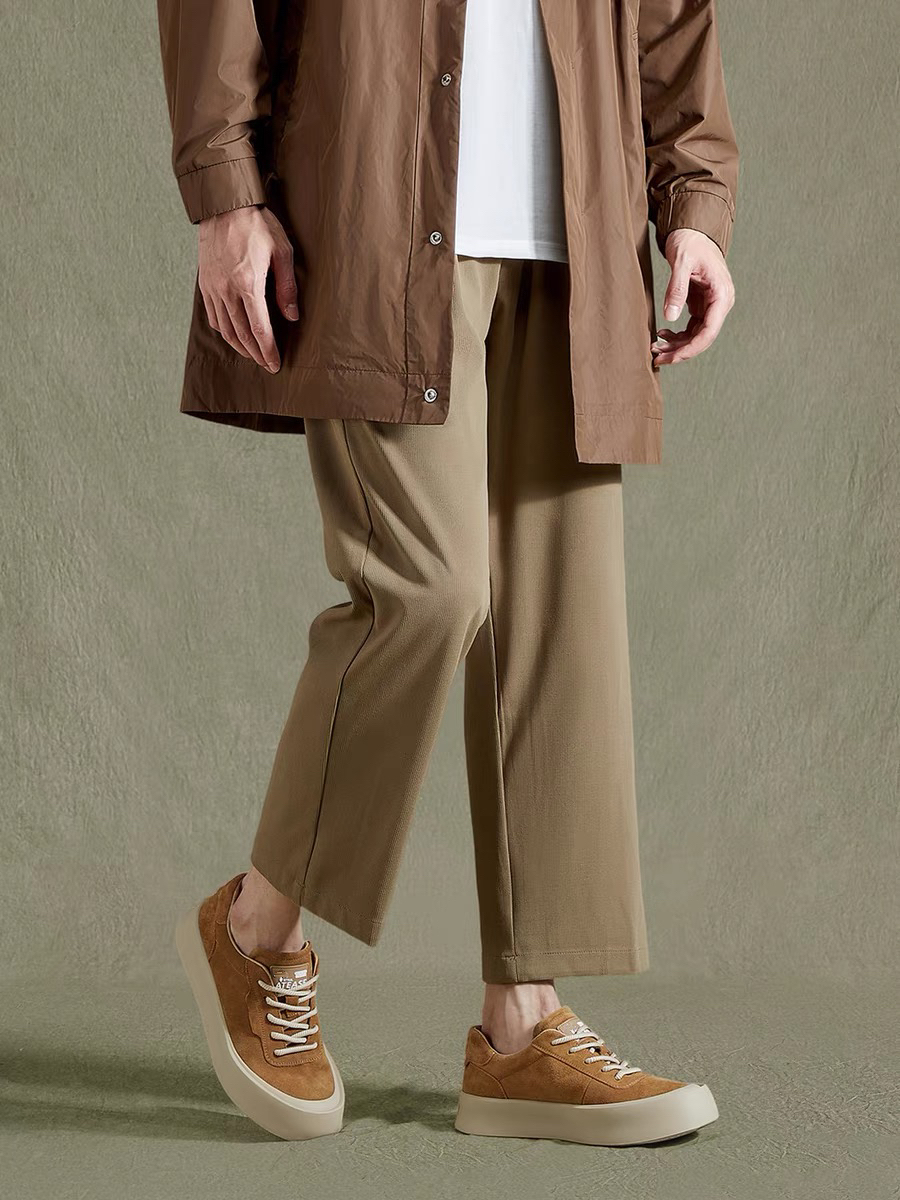 C448  土黄色 高端真皮百搭时尚男士休闲板鞋