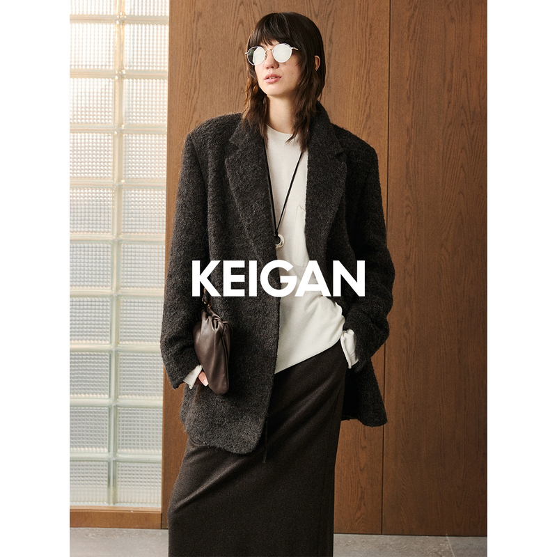 KEIGAN/开间黑标/意大利圈圈两穿斜门襟松弛感微收腰西装秋冬