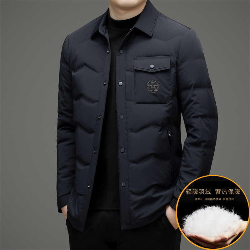 波司登羽绒服白鹅绒轻薄男装外套2023冬装新款翻领男士休闲保暖控