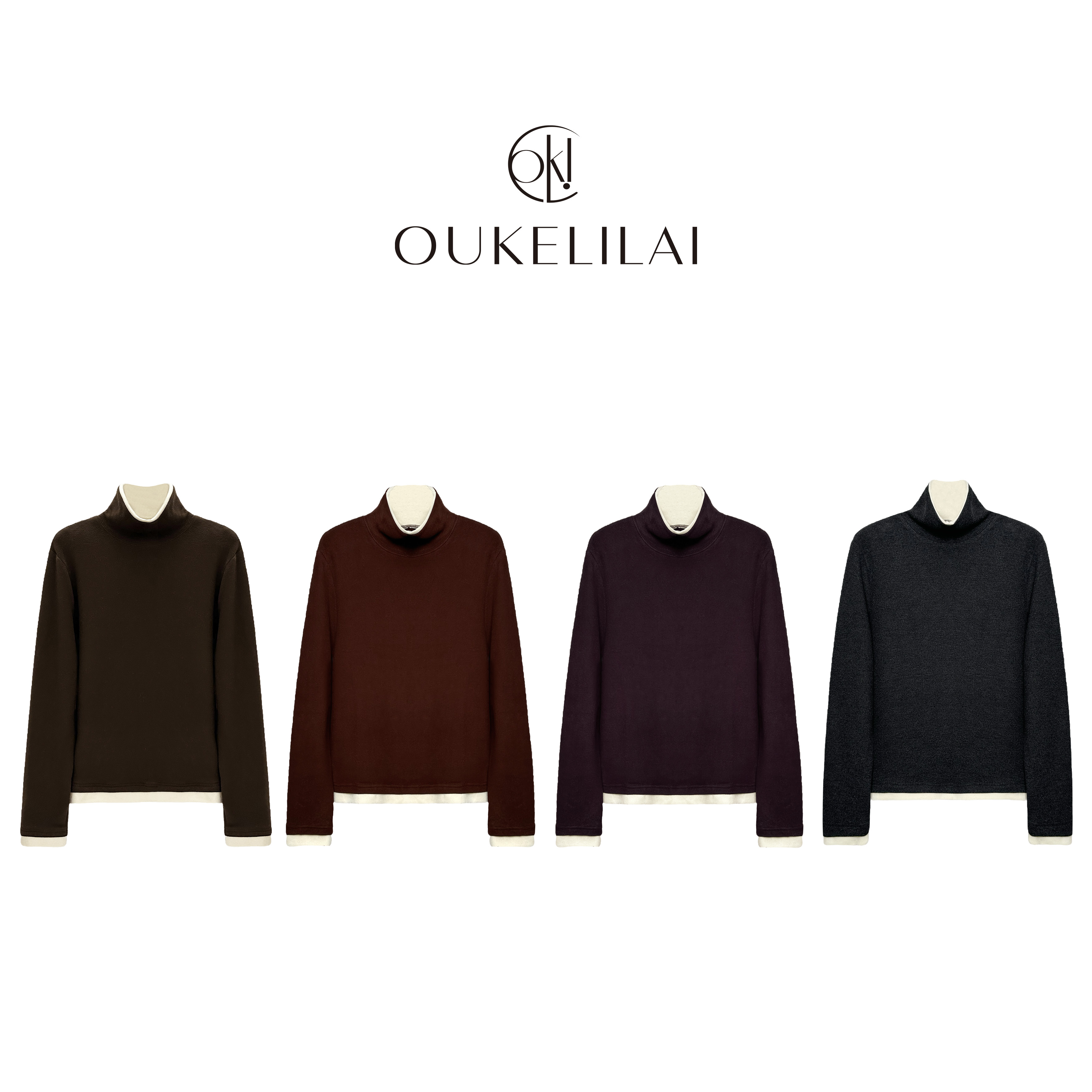 5572    艾米【温柔之乡】时尚休闲百搭打底假两件高领舒适上衣