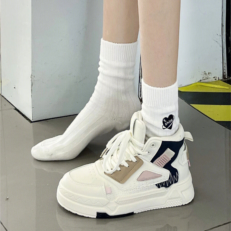 红蜻蜓牌高帮鞋女2023春季新款爆款百搭小众运动板鞋高颜值校园风