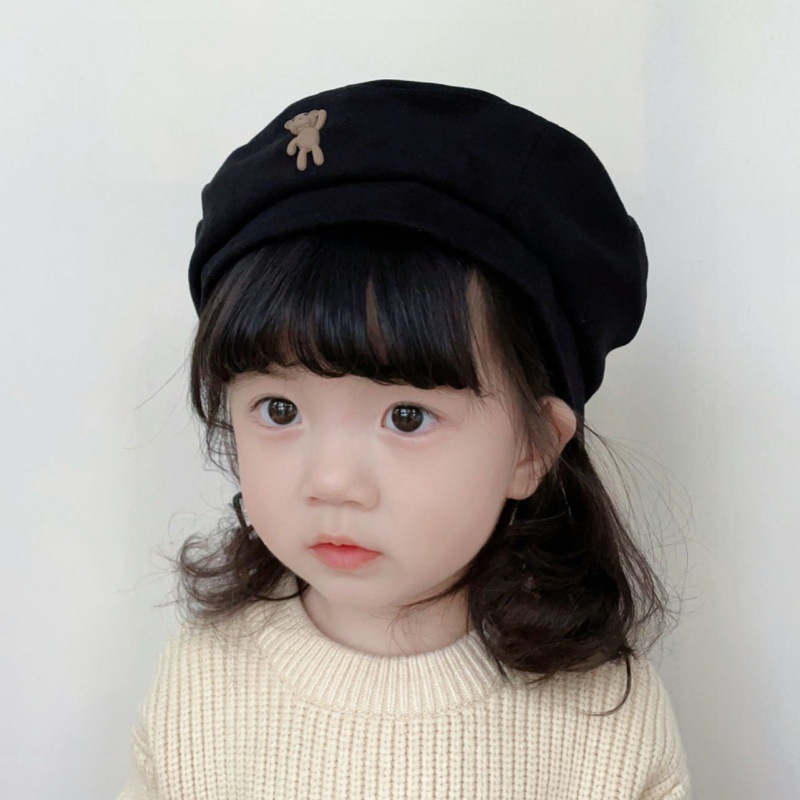 儿童贝雷帽宝宝韩版时尚亲子画家帽女童休闲南瓜帽小孩秋冬蓓蕾帽
