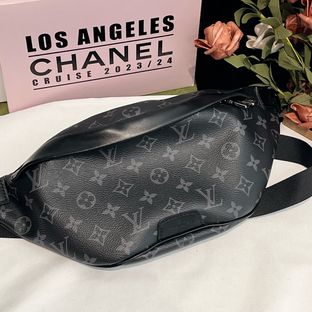 99新 LouisVuitton/路易威登 黑色老花腰包单肩斜挎男款