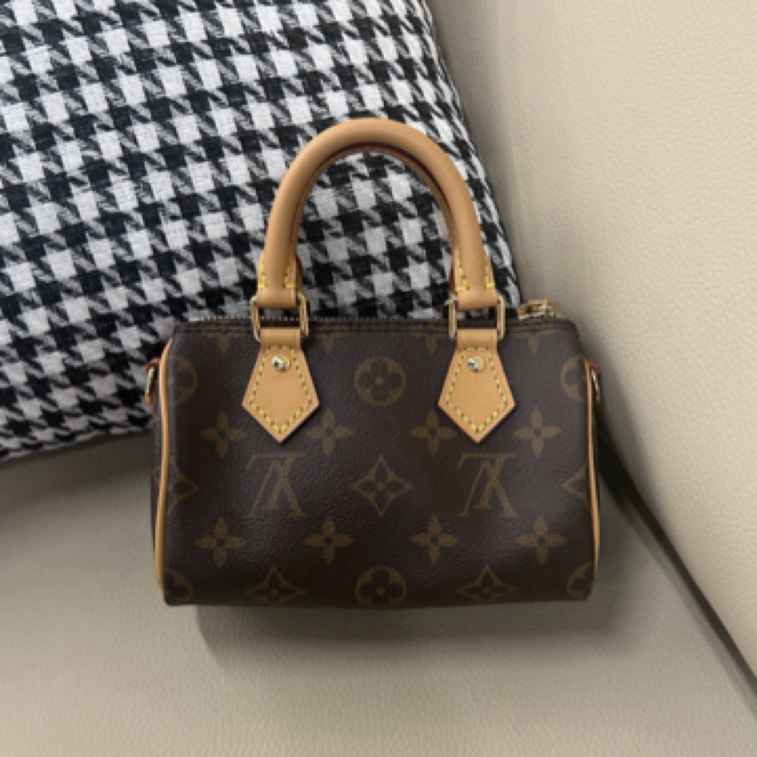 99新 LouisVuitton/路易威登 老花speedy nano斜挎单肩包手拿手提