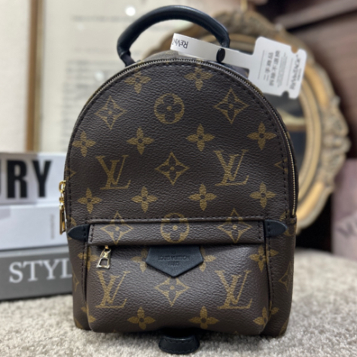 99新 LouisVuitton/路易威登 老花 mini小书包双肩包