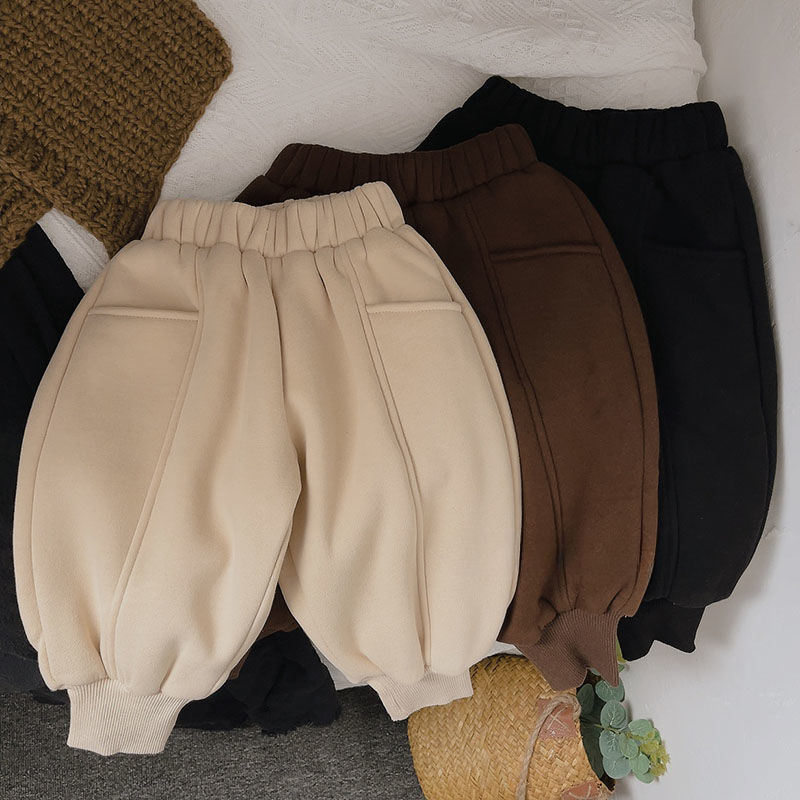 舒服保暖男童加绒裤子秋冬季女童长裤韩版宽松运动裤宝宝