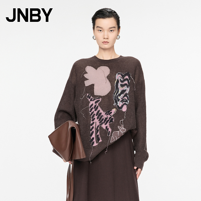JNBY/江南布衣秋冬含马海毛针织衫动物图案宽松休闲简约5OB314880