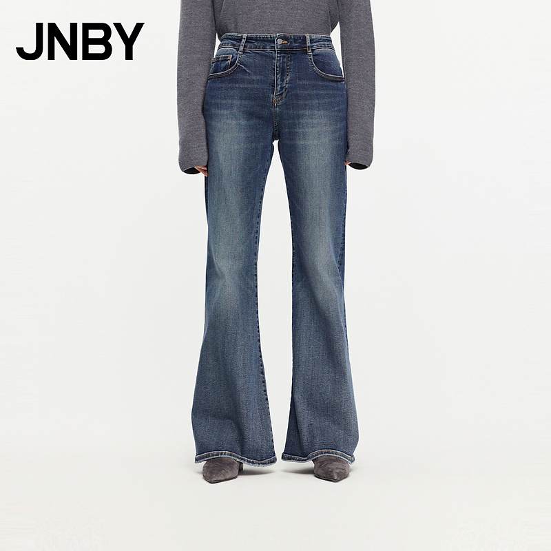 JNBY/江南布衣春秋牛仔长裤纯色休闲喇叭裤休闲通勤复古5O7E12060