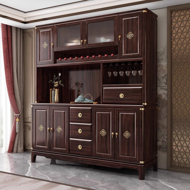 新中式实木餐边柜酒柜紫金檀木间厅柜储物斗柜隔断柜入户玄关柜